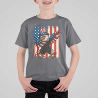 Funny Patriotic Dabbing American Flag Bald Eagle 4th Of July T Shirt For Kid - Wonder Print Shop