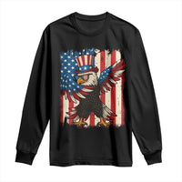 Funny Patriotic Dabbing American Flag Bald Eagle 4th Of July Long Sleeve Shirt - Wonder Print Shop