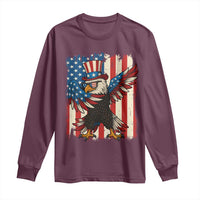 Funny Patriotic Dabbing American Flag Bald Eagle 4th Of July Long Sleeve Shirt - Wonder Print Shop