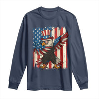 Funny Patriotic Dabbing American Flag Bald Eagle 4th Of July Long Sleeve Shirt - Wonder Print Shop