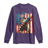 Funny Patriotic Dabbing American Flag Bald Eagle 4th Of July Long Sleeve Shirt - Wonder Print Shop