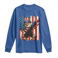 Funny Patriotic Dabbing American Flag Bald Eagle 4th Of July Long Sleeve Shirt - Wonder Print Shop