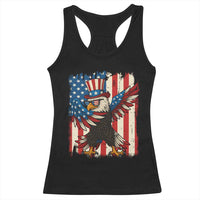 Funny Patriotic Dabbing American Flag Bald Eagle 4th Of July Racerback Tank Top - Wonder Print Shop