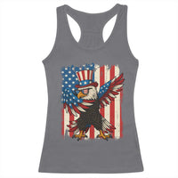 Funny Patriotic Dabbing American Flag Bald Eagle 4th Of July Racerback Tank Top - Wonder Print Shop