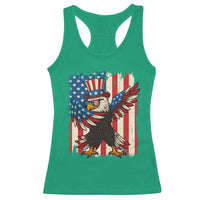 Funny Patriotic Dabbing American Flag Bald Eagle 4th Of July Racerback Tank Top - Wonder Print Shop