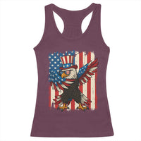 Funny Patriotic Dabbing American Flag Bald Eagle 4th Of July Racerback Tank Top - Wonder Print Shop
