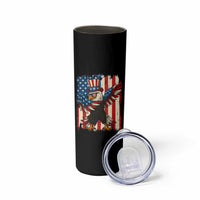 Funny Patriotic Dabbing American Flag Bald Eagle 4th Of July Skinny Tumbler - Wonder Print Shop
