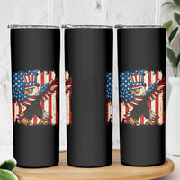 Funny Patriotic Dabbing American Flag Bald Eagle 4th Of July Skinny Tumbler - Wonder Print Shop