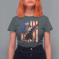 Funny Patriotic Dabbing American Flag Bald Eagle 4th Of July T Shirt For Women - Wonder Print Shop
