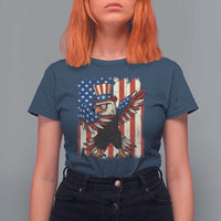 Funny Patriotic Dabbing American Flag Bald Eagle 4th Of July T Shirt For Women - Wonder Print Shop