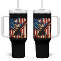 Funny Patriotic Dabbing American Flag Bald Eagle 4th Of July Tumbler With Handle - Wonder Print Shop