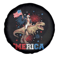 Funny George Washington Riding a Tyrannosaurus Rex 'Merica Spare Tire Cover American Flag - Wonder Print Shop