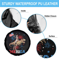 Funny George Washington Riding a Tyrannosaurus Rex 'Merica Spare Tire Cover American Flag - Wonder Print Shop