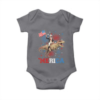 Funny George Washington Riding a Tyrannosaurus Rex 'Merica Baby Onesie American Flag - Wonder Print Shop