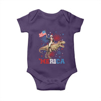 Funny George Washington Riding a Tyrannosaurus Rex 'Merica Baby Onesie American Flag - Wonder Print Shop