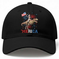 Funny George Washington Riding a Tyrannosaurus Rex 'Merica Baseball Cap American Flag
