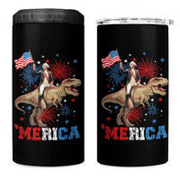 Funny George Washington Riding a Tyrannosaurus Rex 'Merica 4 in 1 Can Cooler Tumbler American Flag - Wonder Print Shop