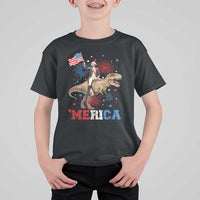 Funny George Washington Riding a Tyrannosaurus Rex 'Merica T Shirt For Kid American Flag - Wonder Print Shop