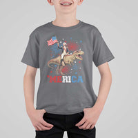 Funny George Washington Riding a Tyrannosaurus Rex 'Merica T Shirt For Kid American Flag - Wonder Print Shop