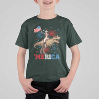 Funny George Washington Riding a Tyrannosaurus Rex 'Merica T Shirt For Kid American Flag - Wonder Print Shop