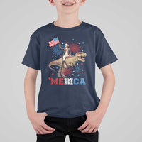 Funny George Washington Riding a Tyrannosaurus Rex 'Merica T Shirt For Kid American Flag - Wonder Print Shop