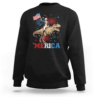 Funny George Washington Riding a Tyrannosaurus Rex 'Merica Sweatshirt American Flag - Wonder Print Shop