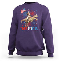 Funny George Washington Riding a Tyrannosaurus Rex 'Merica Sweatshirt American Flag - Wonder Print Shop