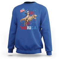 Funny George Washington Riding a Tyrannosaurus Rex 'Merica Sweatshirt American Flag - Wonder Print Shop