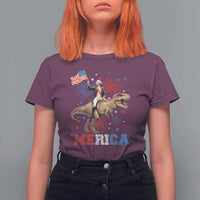 Funny George Washington Riding a Tyrannosaurus Rex 'Merica T Shirt For Women American Flag - Wonder Print Shop