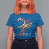 Funny George Washington Riding a Tyrannosaurus Rex 'Merica T Shirt For Women American Flag - Wonder Print Shop
