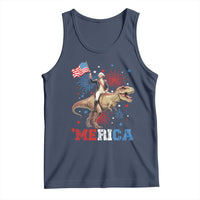 Funny George Washington Riding a Tyrannosaurus Rex 'Merica Tank Top American Flag - Wonder Print Shop