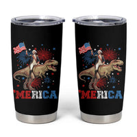 Funny George Washington Riding a Tyrannosaurus Rex 'Merica Tumbler Cup American Flag - Wonder Print Shop