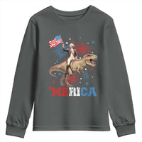 Funny George Washington Riding a Tyrannosaurus Rex 'Merica Youth Sweatshirt American Flag - Wonder Print Shop