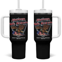 United We Stand Proud To Be An American Since 1776 Tumbler With Handle Patriotic USA Flag Eagle - Wonder Print Shop