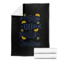Minimal Sardines Fishermen Aesthetic Retro Throw Blanket