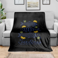 Minimal Sardines Fishermen Aesthetic Retro Throw Blanket