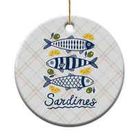 Minimal Sardines Fishermen Aesthetic Retro Ceramic Ornament