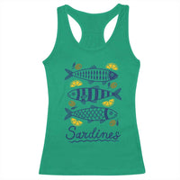 Minimal Sardines Fishermen Aesthetic Retro Racerback Tank Top