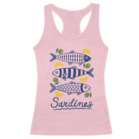 Minimal Sardines Fishermen Aesthetic Retro Racerback Tank Top