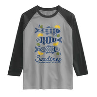 Minimal Sardines Fishermen Aesthetic Retro Raglan Shirt