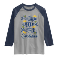 Minimal Sardines Fishermen Aesthetic Retro Raglan Shirt