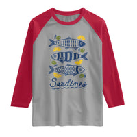 Minimal Sardines Fishermen Aesthetic Retro Raglan Shirt