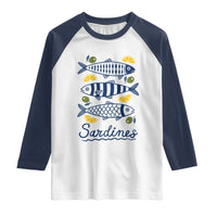 Minimal Sardines Fishermen Aesthetic Retro Raglan Shirt