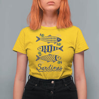 Minimal Sardines Fishermen Aesthetic Retro T Shirt For Women