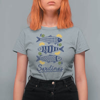 Minimal Sardines Fishermen Aesthetic Retro T Shirt For Women