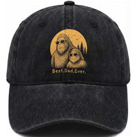 Vintage Best Dad Ever Bigfoot Papa Fathers Day Washed Cotton Baseball Cap