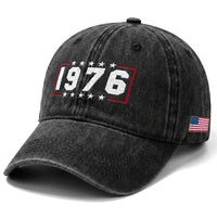 50th Birthday Washed Cotton Baseball Cap Vintage 1976 50 Years Old Birthday Stars And Stripes