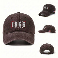 60th Birthday Washed Cotton Baseball Cap Vintage 1966 60 Years Old Birthday Stars And Stripes