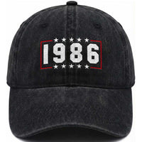 40th Birthday Washed Cotton Baseball Cap Vintage 1986 40 Years Old Birthday Stars And Stripes