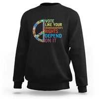 Vote Like Your Granddaughter's Rights Depend On It Sweatshirt Boho Floral Peace Sign - Wonder Print Shop